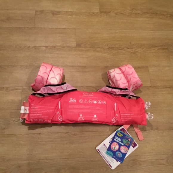 Chriffer Pink Mermaid Swim Vest Life Jacket for 33-55 Pounds - Picture 5 of 7